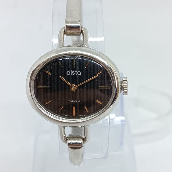 VINTAGE Alsta 8020-7400R Women\'s 27mm Manual Wind Oval Dial Bangle Watch main image 6